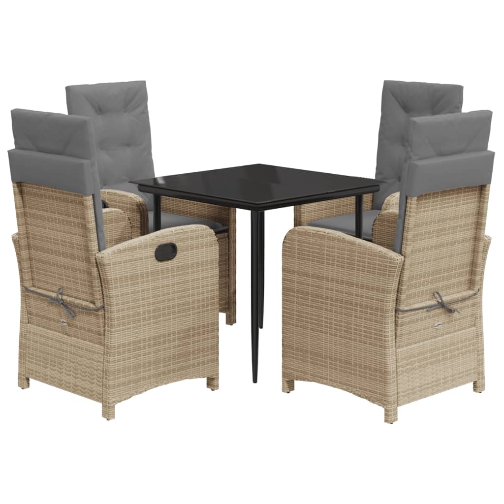 5-delige Tuinset met kussens poly rattan gemengd beige is nu te koop bij PeponiXL, paradijselijk wonen!