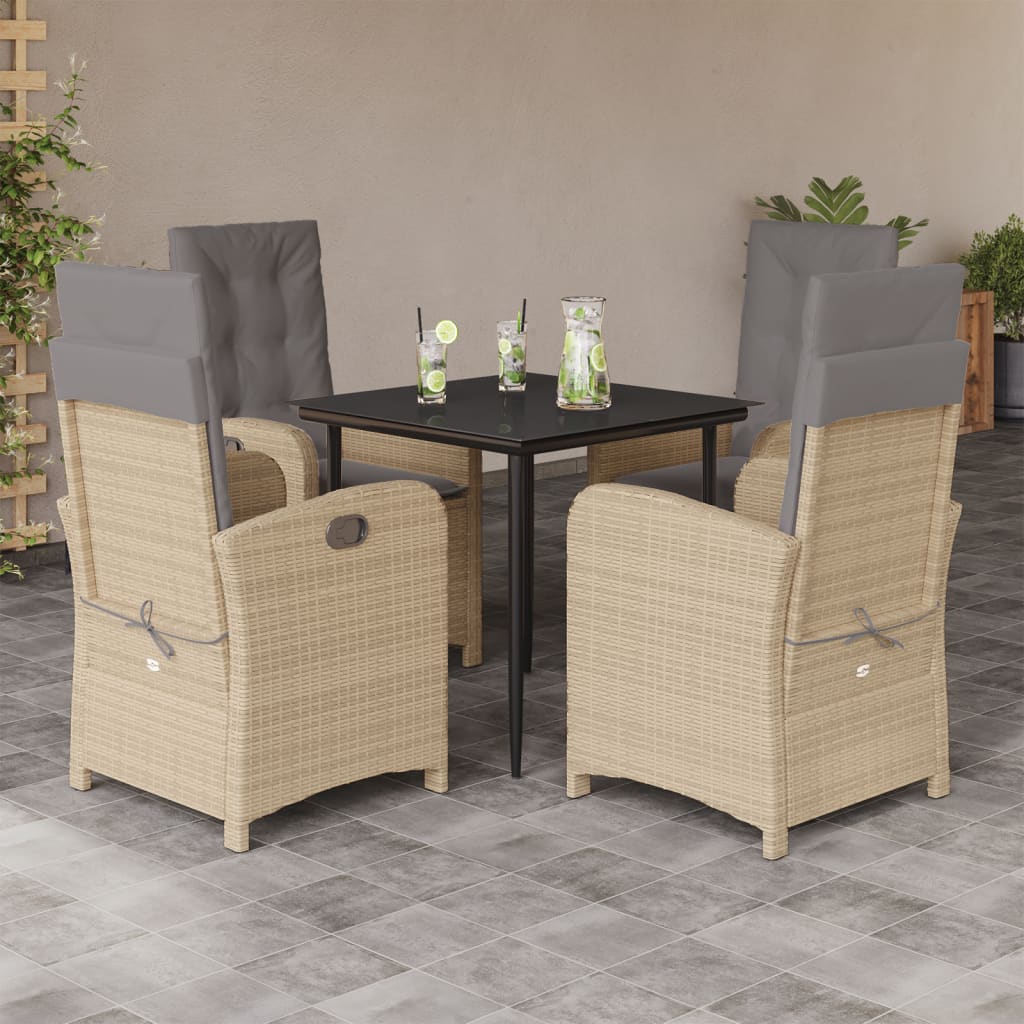 5-delige Tuinset met kussens poly rattan gemengd beige is nu te koop bij PeponiXL, paradijselijk wonen!