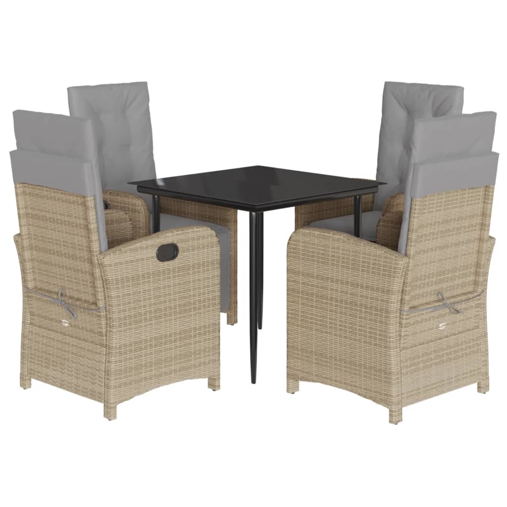 5-delige Tuinset met kussens poly rattan gemengd beige is nu te koop bij PeponiXL, paradijselijk wonen!