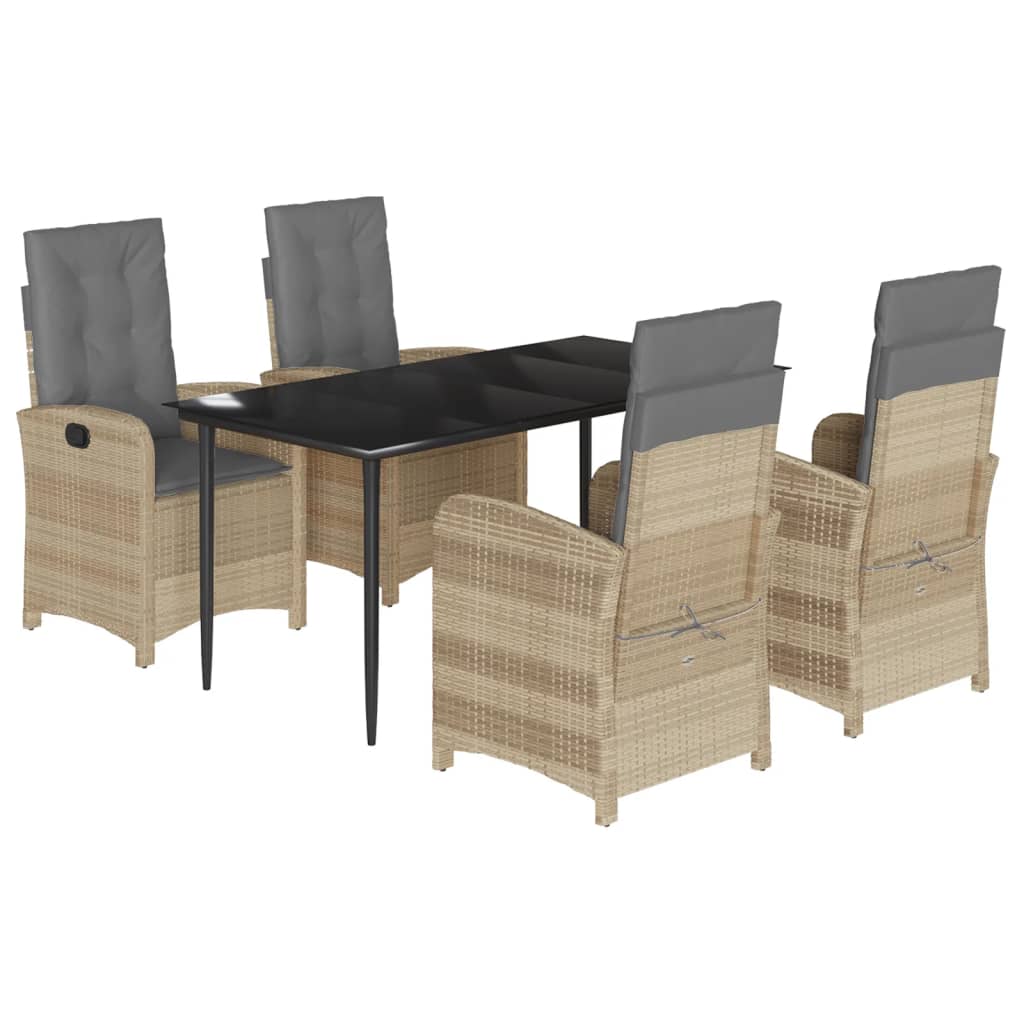 5-delige Tuinset met kussens poly rattan gemengd beige is nu te koop bij PeponiXL, paradijselijk wonen!