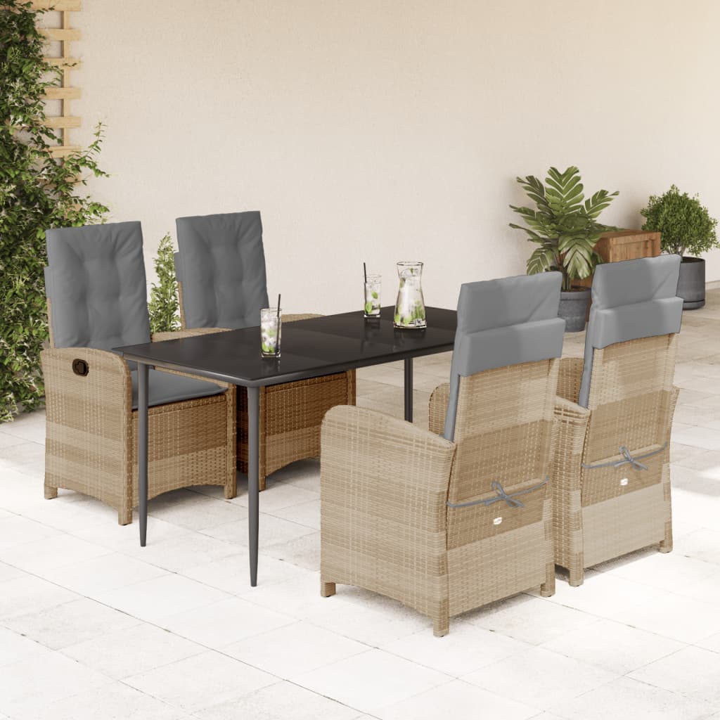 5-delige Tuinset met kussens poly rattan gemengd beige is nu te koop bij PeponiXL, paradijselijk wonen!