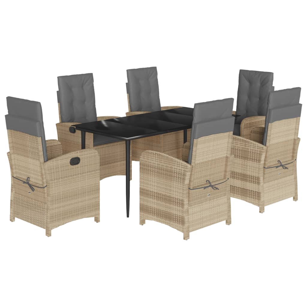 7-delige Tuinset met kussens poly rattan gemengd beige is nu te koop bij PeponiXL, paradijselijk wonen!