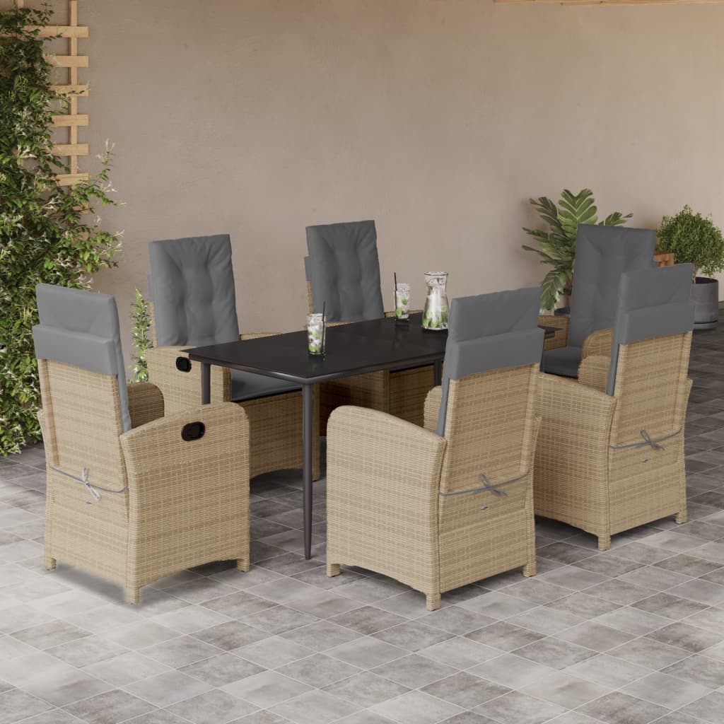 7-delige Tuinset met kussens poly rattan gemengd beige is nu te koop bij PeponiXL, paradijselijk wonen!