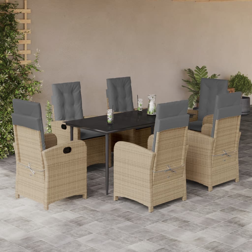 7-delige Tuinset met kussens poly rattan gemengd beige is nu te koop bij PeponiXL, paradijselijk wonen!