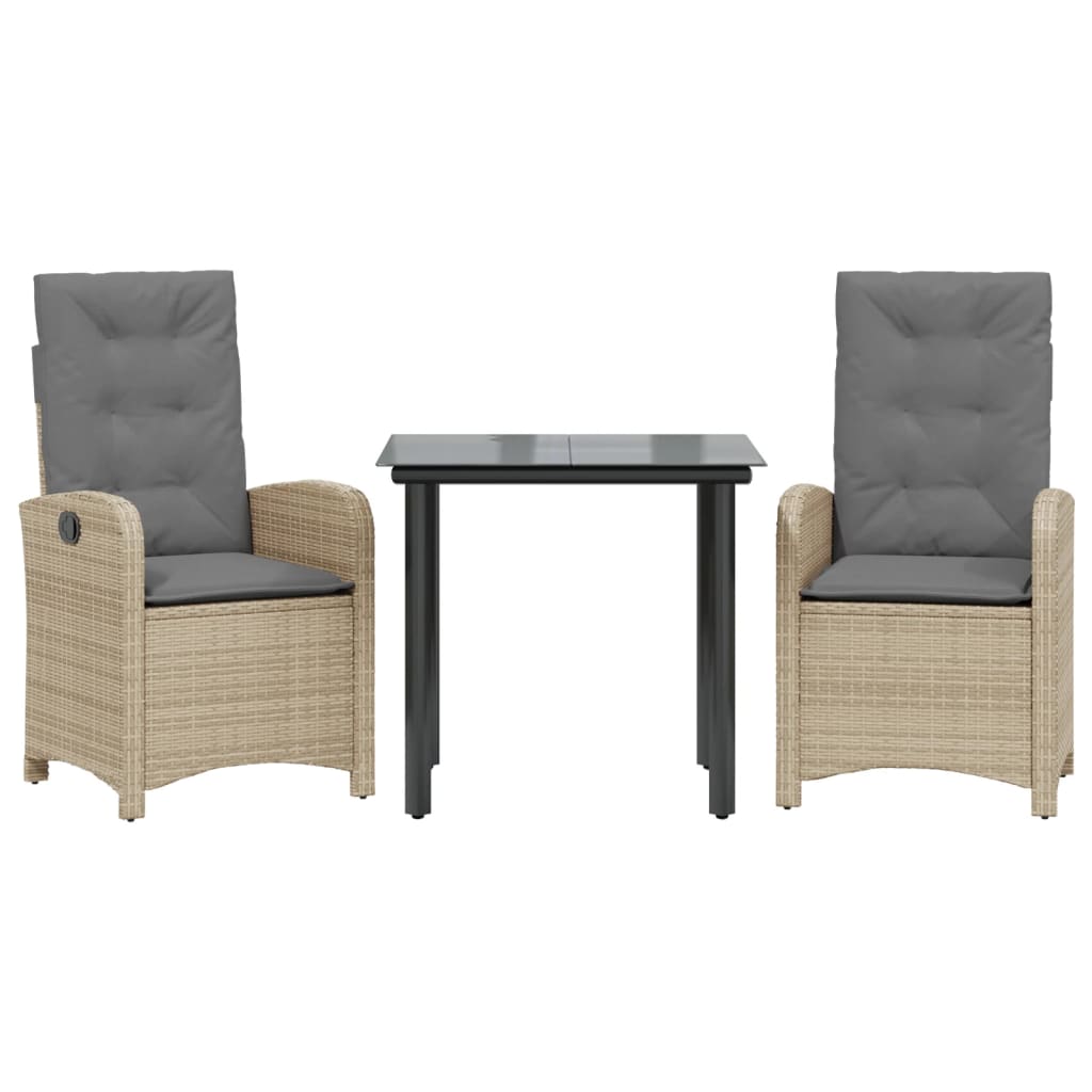 3-delige Tuinset met kussens poly rattan gemengd beige is nu te koop bij PeponiXL, paradijselijk wonen!