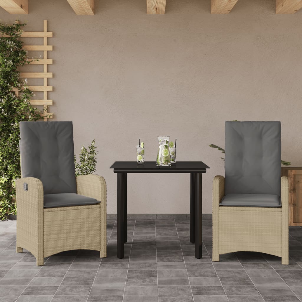 3-delige Tuinset met kussens poly rattan gemengd beige is nu te koop bij PeponiXL, paradijselijk wonen!