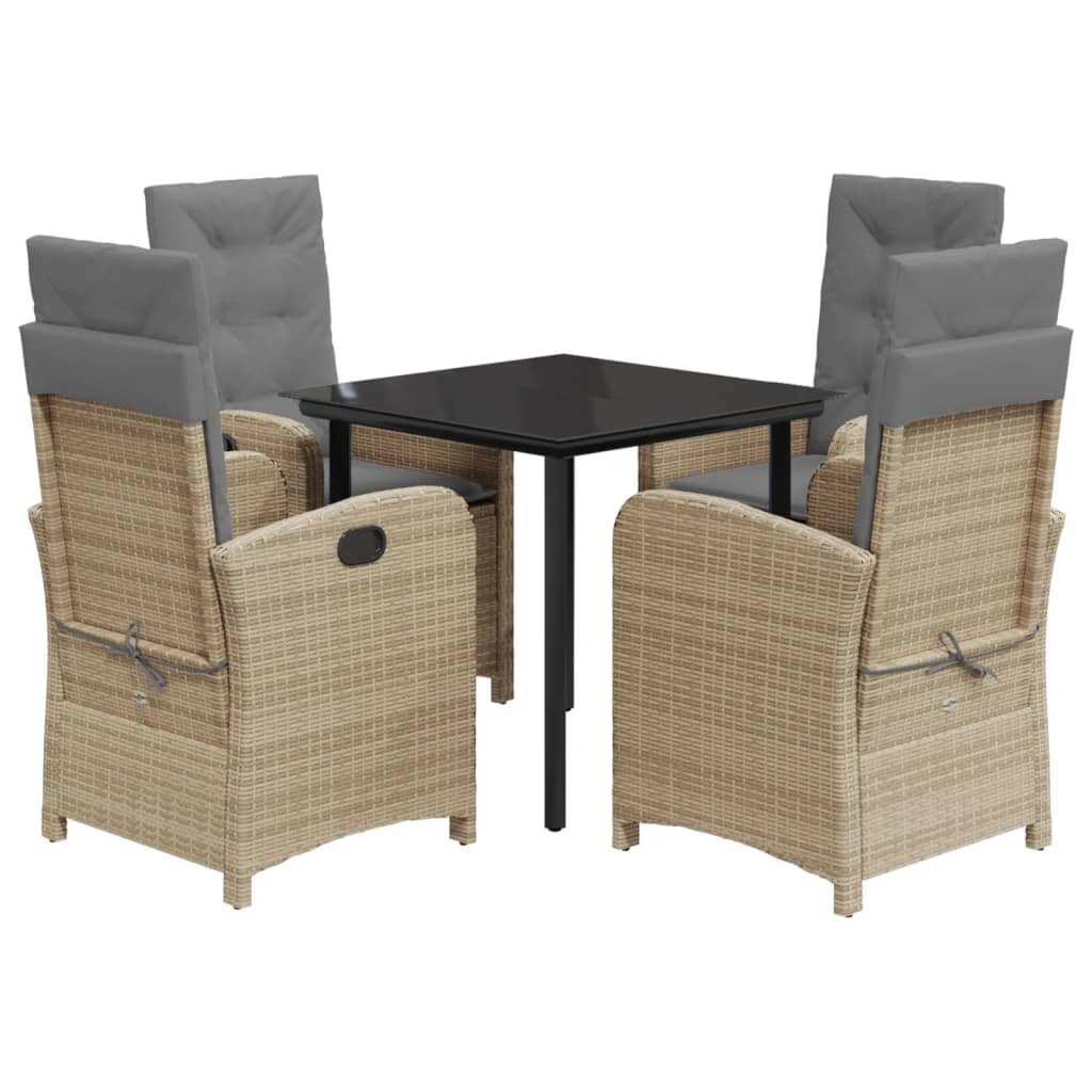 5-delige Tuinset met kussens poly rattan gemengd beige is nu te koop bij PeponiXL, paradijselijk wonen!