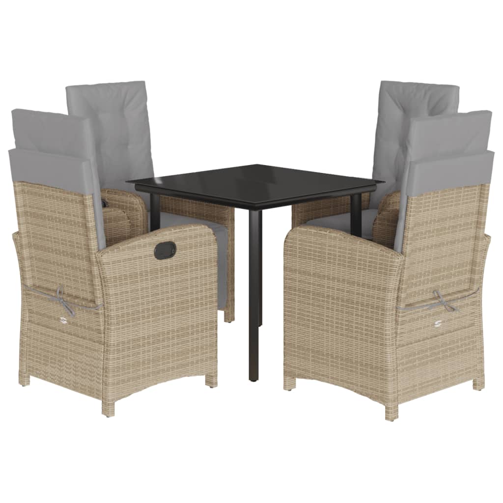 5-delige Tuinset met kussens poly rattan gemengd beige is nu te koop bij PeponiXL, paradijselijk wonen!
