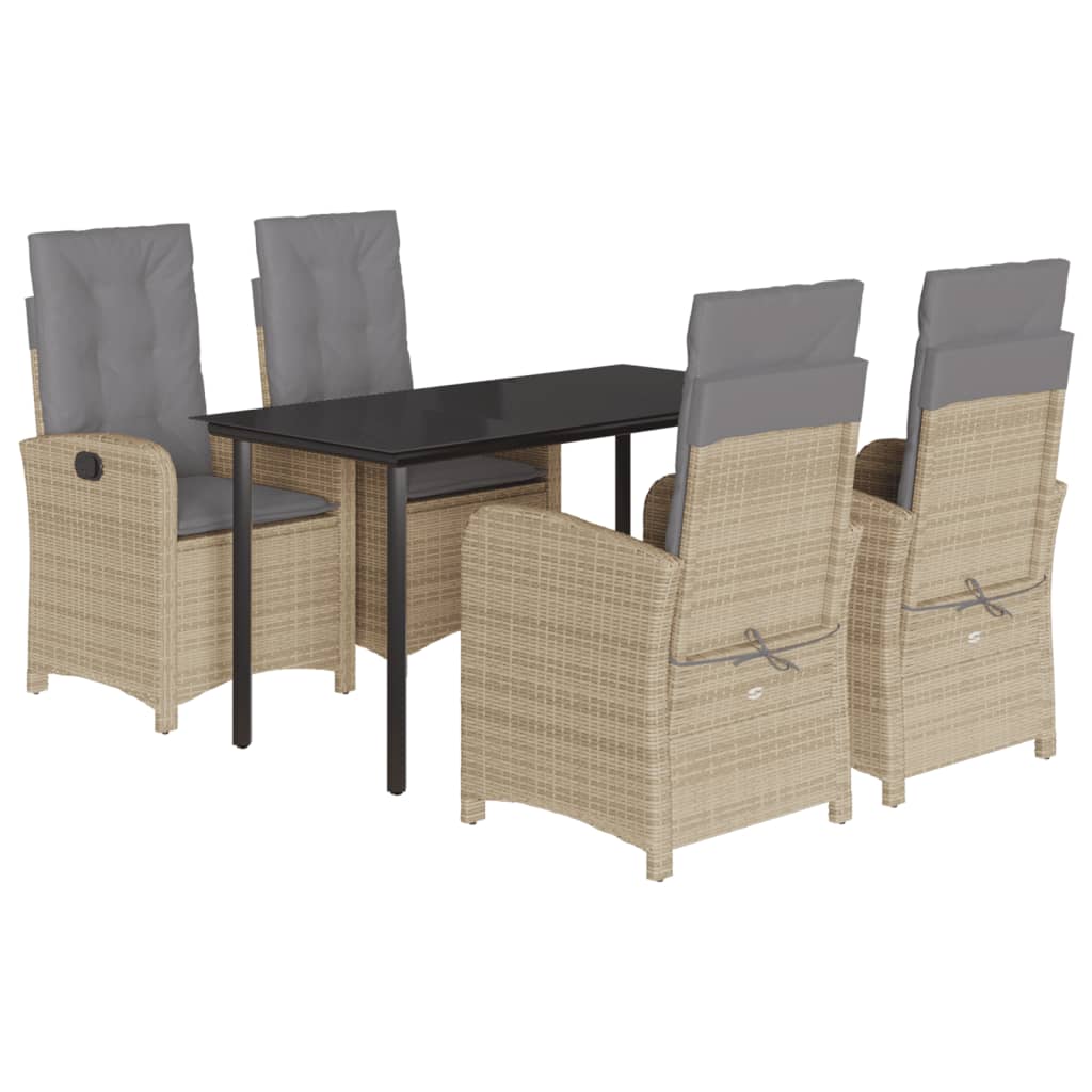 5-delige Tuinset met kussens poly rattan gemengd beige is nu te koop bij PeponiXL, paradijselijk wonen!