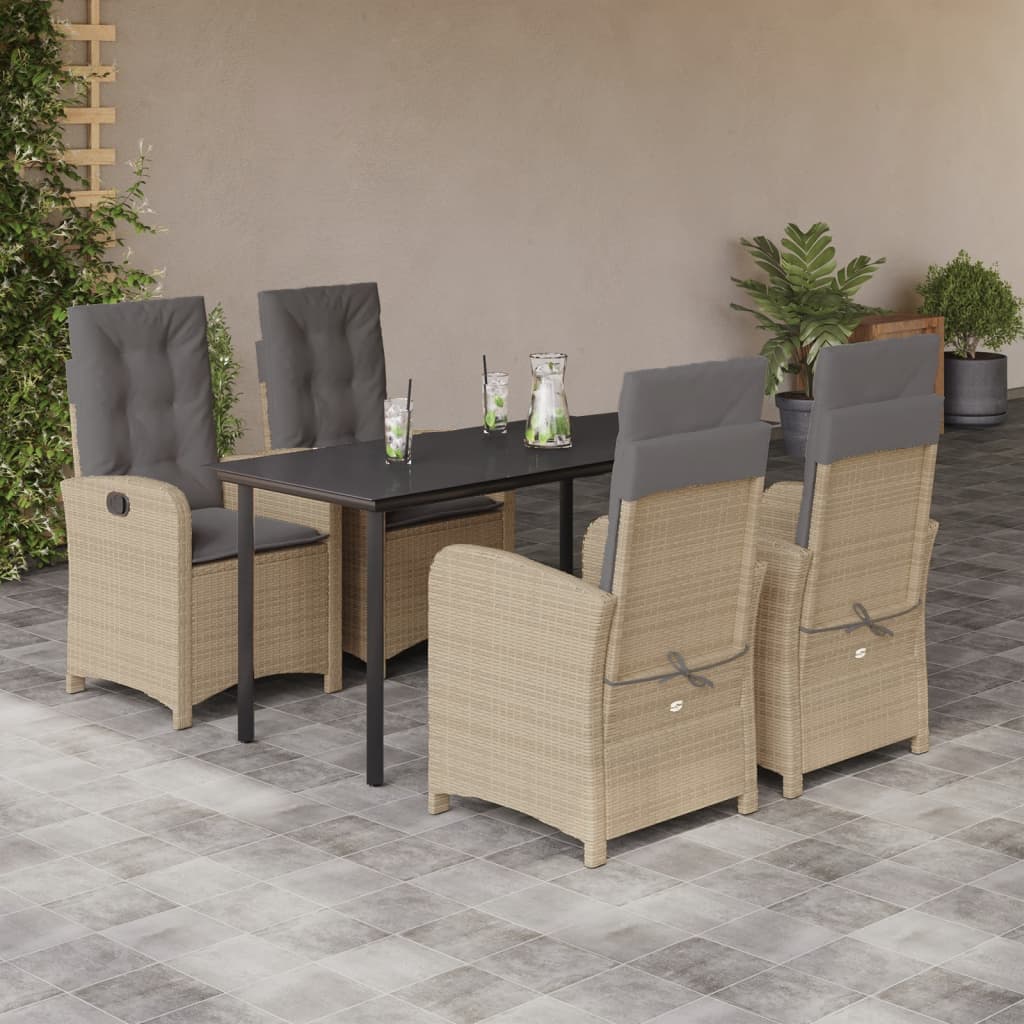 5-delige Tuinset met kussens poly rattan gemengd beige is nu te koop bij PeponiXL, paradijselijk wonen!