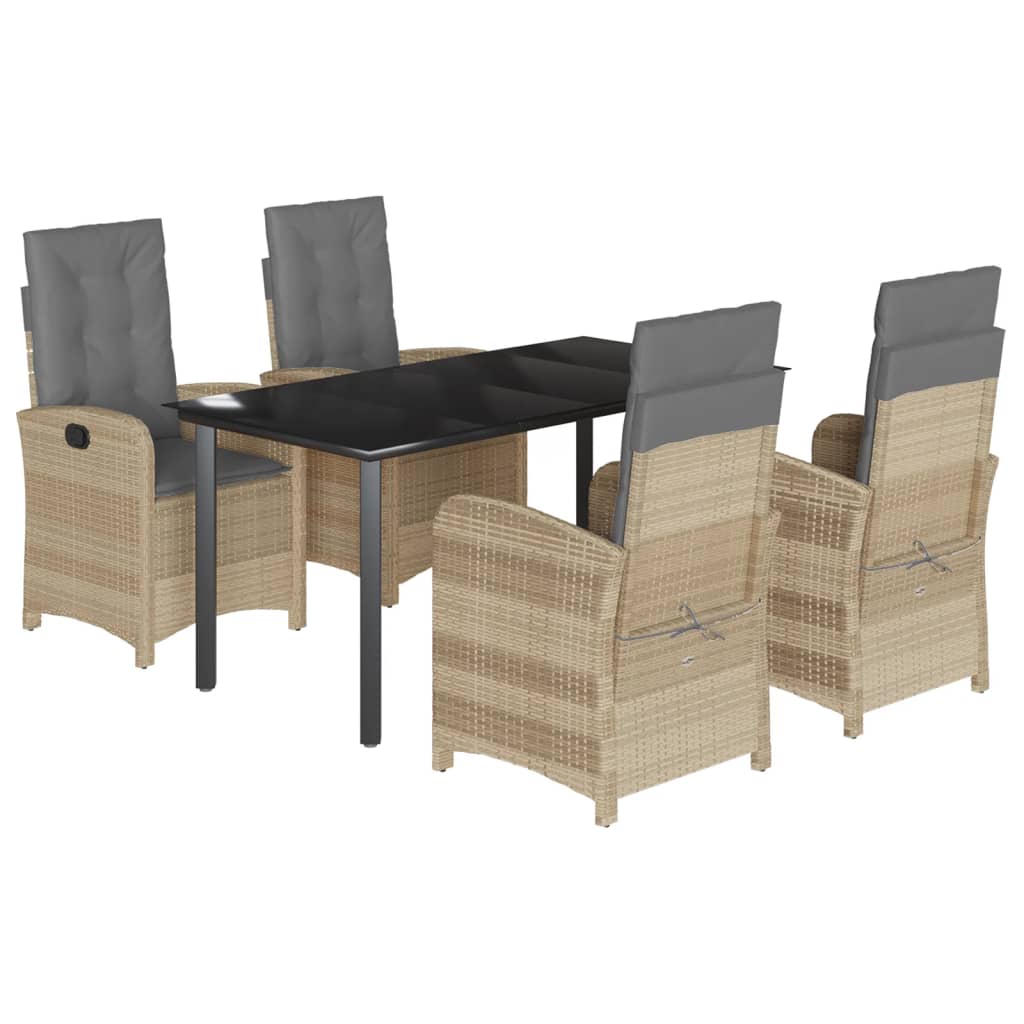 5-delige Tuinset met kussens poly rattan gemengd beige is nu te koop bij PeponiXL, paradijselijk wonen!
