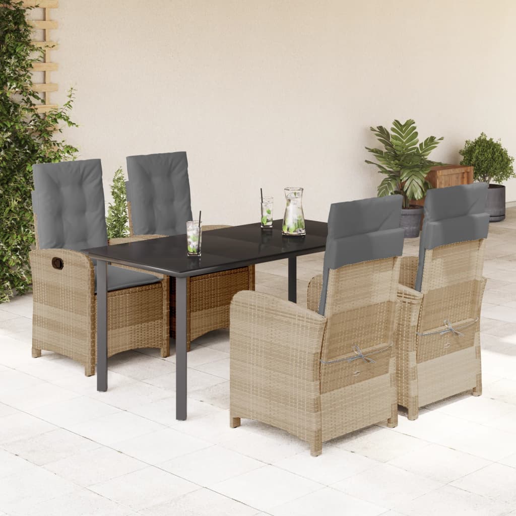 5-delige Tuinset met kussens poly rattan gemengd beige is nu te koop bij PeponiXL, paradijselijk wonen!