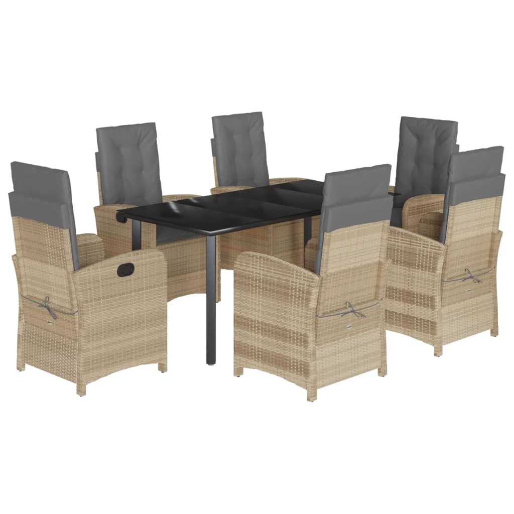 7-delige Tuinset met kussens poly rattan gemengd beige is nu te koop bij PeponiXL, paradijselijk wonen!