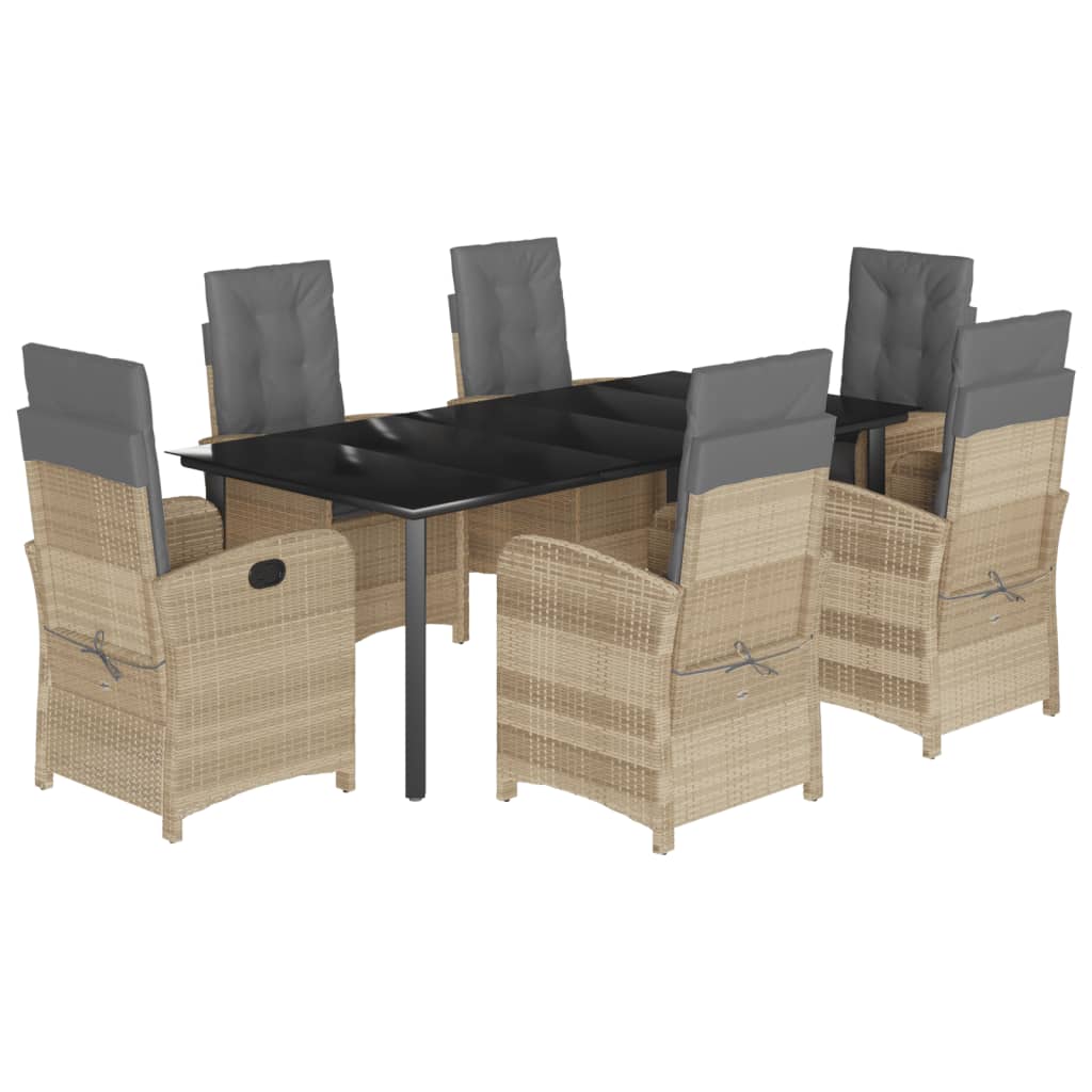 7-delige Tuinset met kussens poly rattan gemengd beige is nu te koop bij PeponiXL, paradijselijk wonen!
