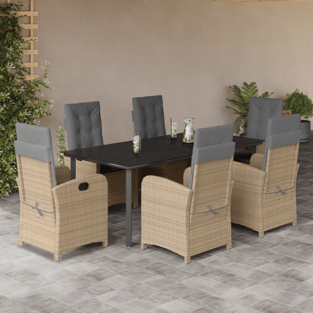 7-delige Tuinset met kussens poly rattan gemengd beige is nu te koop bij PeponiXL, paradijselijk wonen!