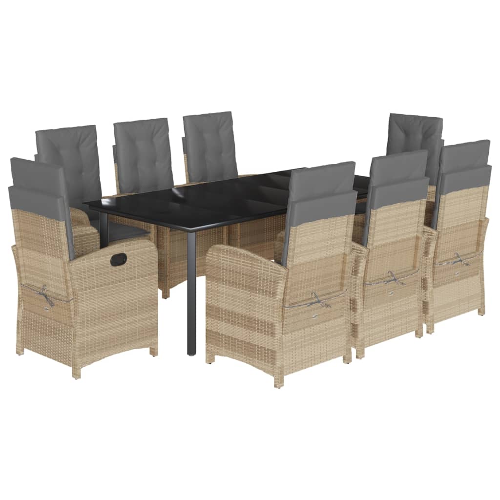 9-delige Tuinset met kussens poly rattan gemengd beige is nu te koop bij PeponiXL, paradijselijk wonen!