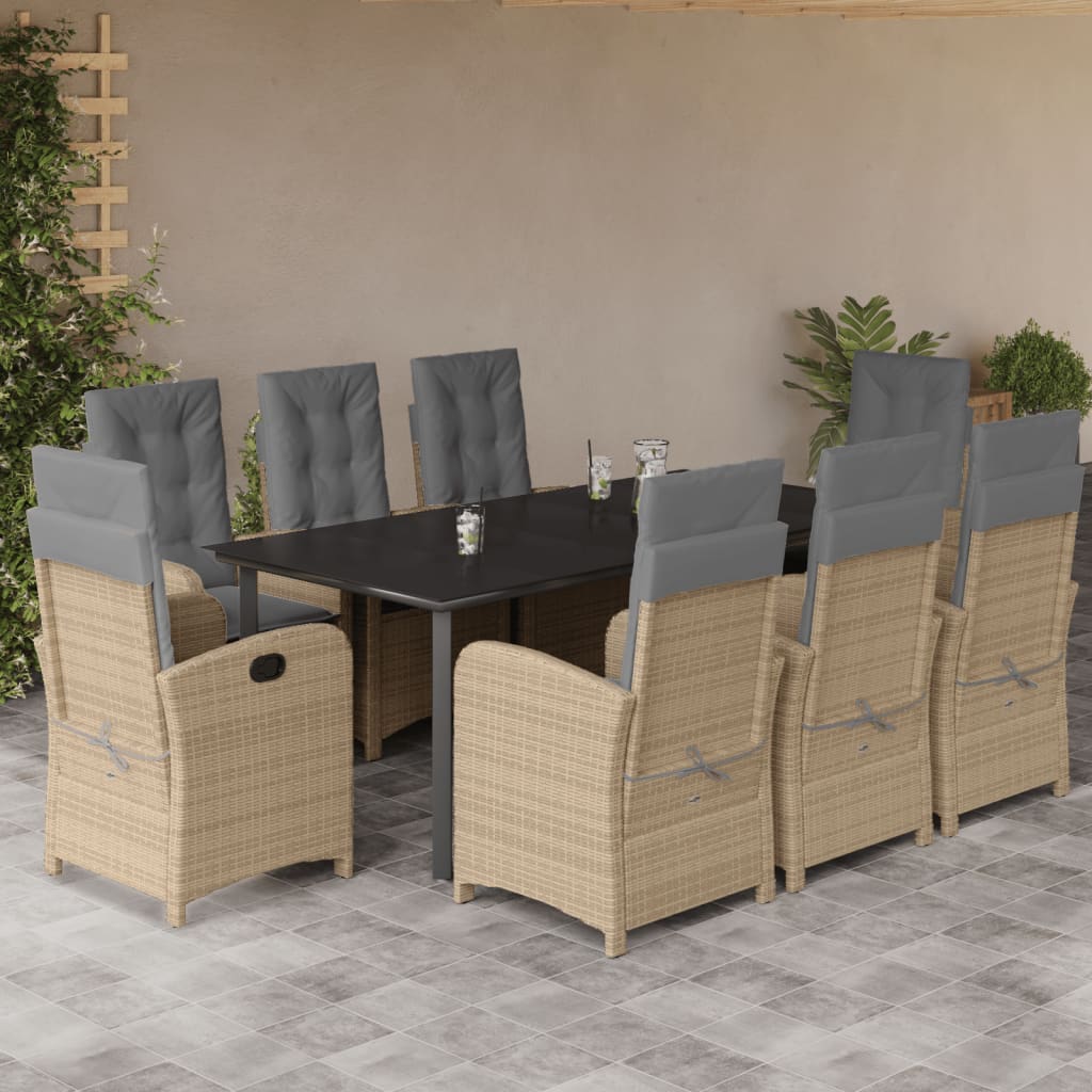 9-delige Tuinset met kussens poly rattan gemengd beige is nu te koop bij PeponiXL, paradijselijk wonen!