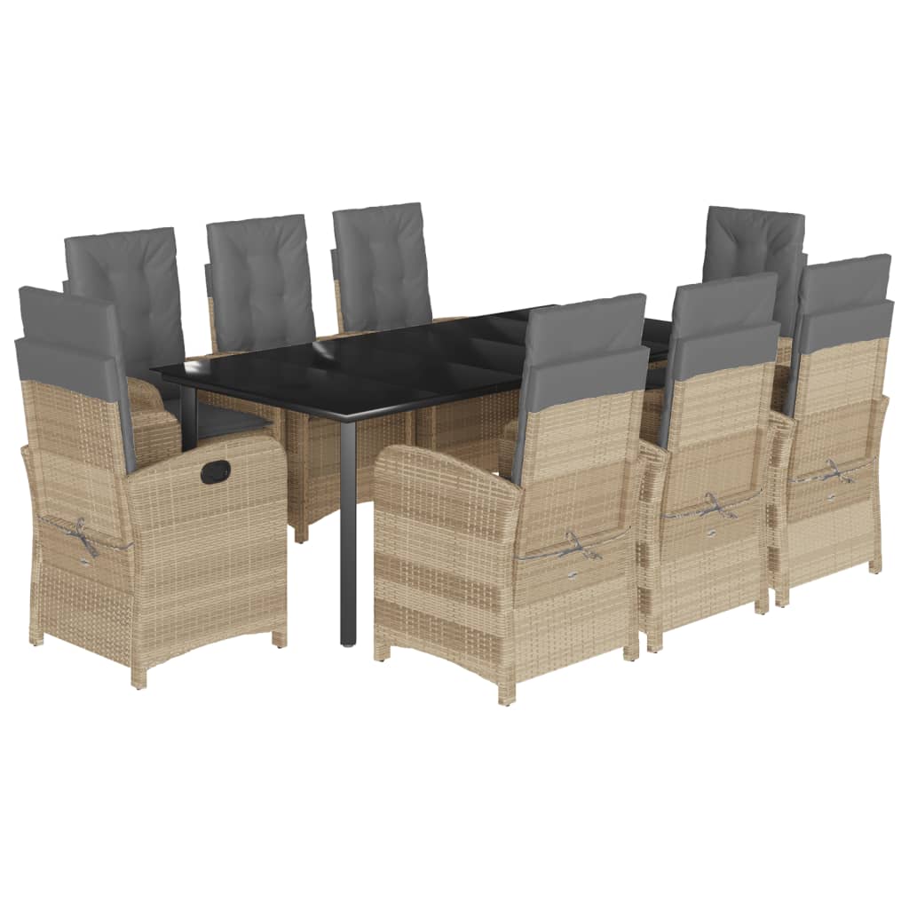 9-delige Tuinset met kussens poly rattan gemengd beige is nu te koop bij PeponiXL, paradijselijk wonen!