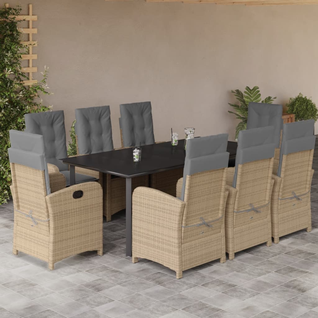 9-delige Tuinset met kussens poly rattan gemengd beige is nu te koop bij PeponiXL, paradijselijk wonen!