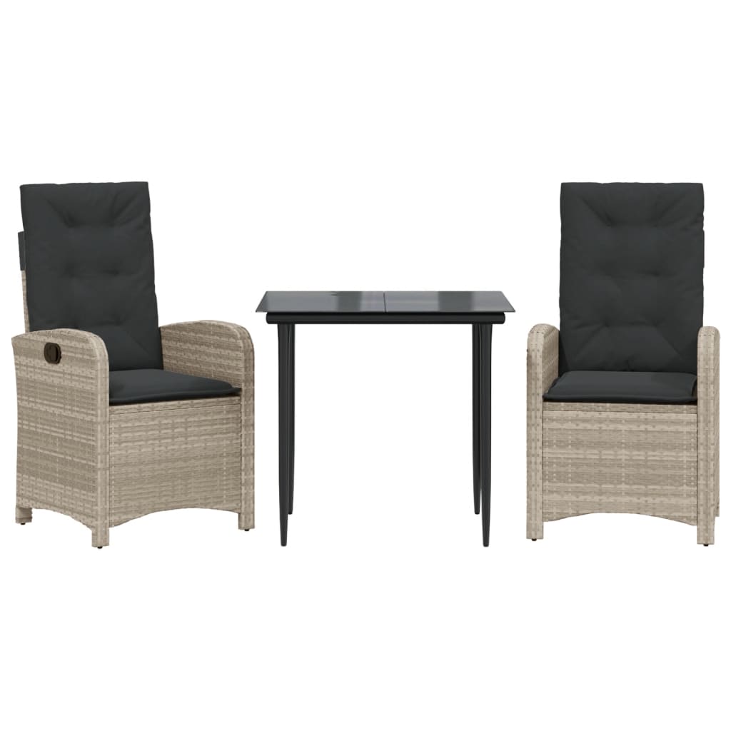 3-delige Tuinset met kussens poly rattan lichtgrijs is nu te koop bij PeponiXL, paradijselijk wonen!
