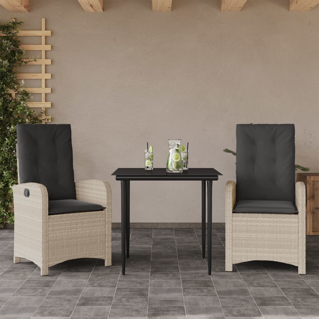 3-delige Tuinset met kussens poly rattan lichtgrijs is nu te koop bij PeponiXL, paradijselijk wonen!