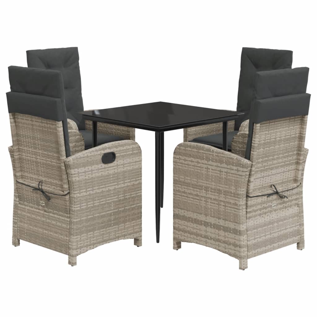 5-delige Tuinset met kussens poly rattan lichtgrijs is nu te koop bij PeponiXL, paradijselijk wonen!