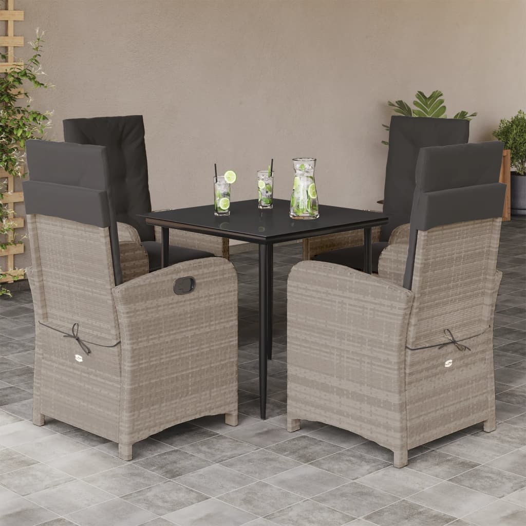 5-delige Tuinset met kussens poly rattan lichtgrijs is nu te koop bij PeponiXL, paradijselijk wonen!