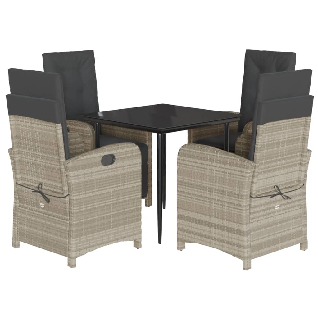 5-delige Tuinset met kussens poly rattan lichtgrijs is nu te koop bij PeponiXL, paradijselijk wonen!
