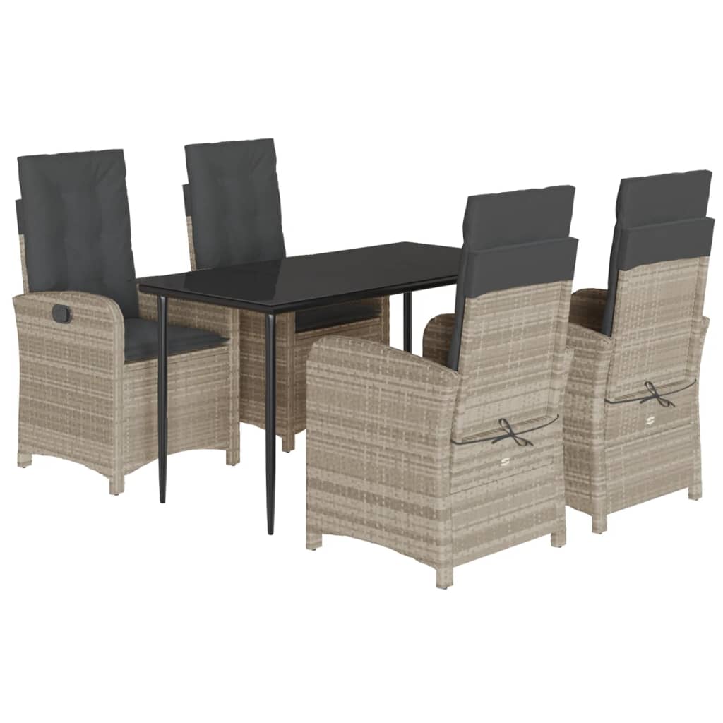 5-delige Tuinset met kussens poly rattan lichtgrijs is nu te koop bij PeponiXL, paradijselijk wonen!