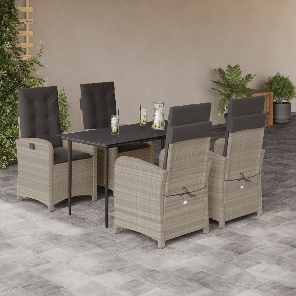 5-delige Tuinset met kussens poly rattan lichtgrijs is nu te koop bij PeponiXL, paradijselijk wonen!