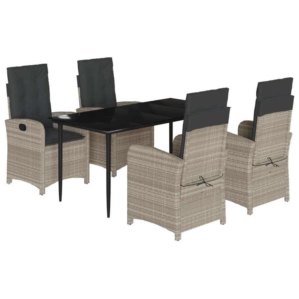5-delige Tuinset met kussens poly rattan lichtgrijs is nu te koop bij PeponiXL, paradijselijk wonen!
