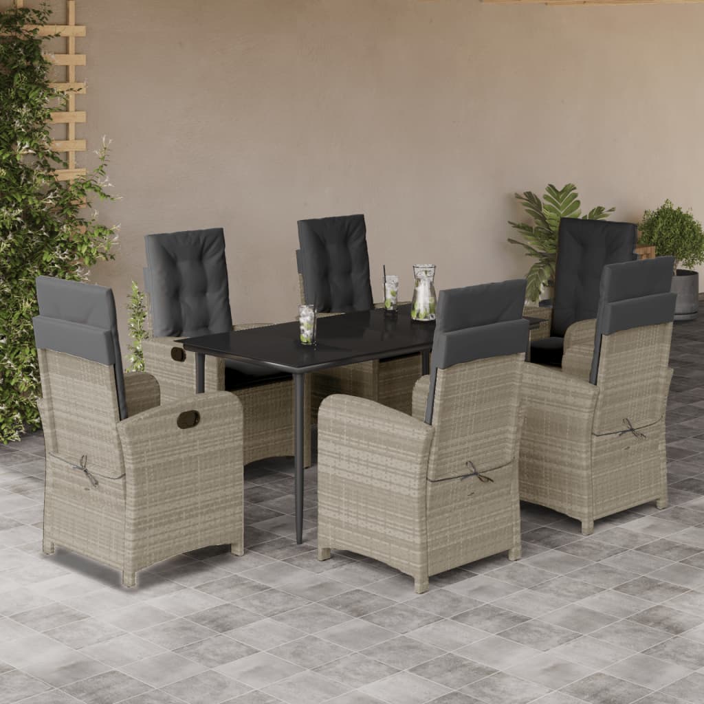 7-delige Tuinset met kussens poly rattan grijs is nu te koop bij PeponiXL, paradijselijk wonen!