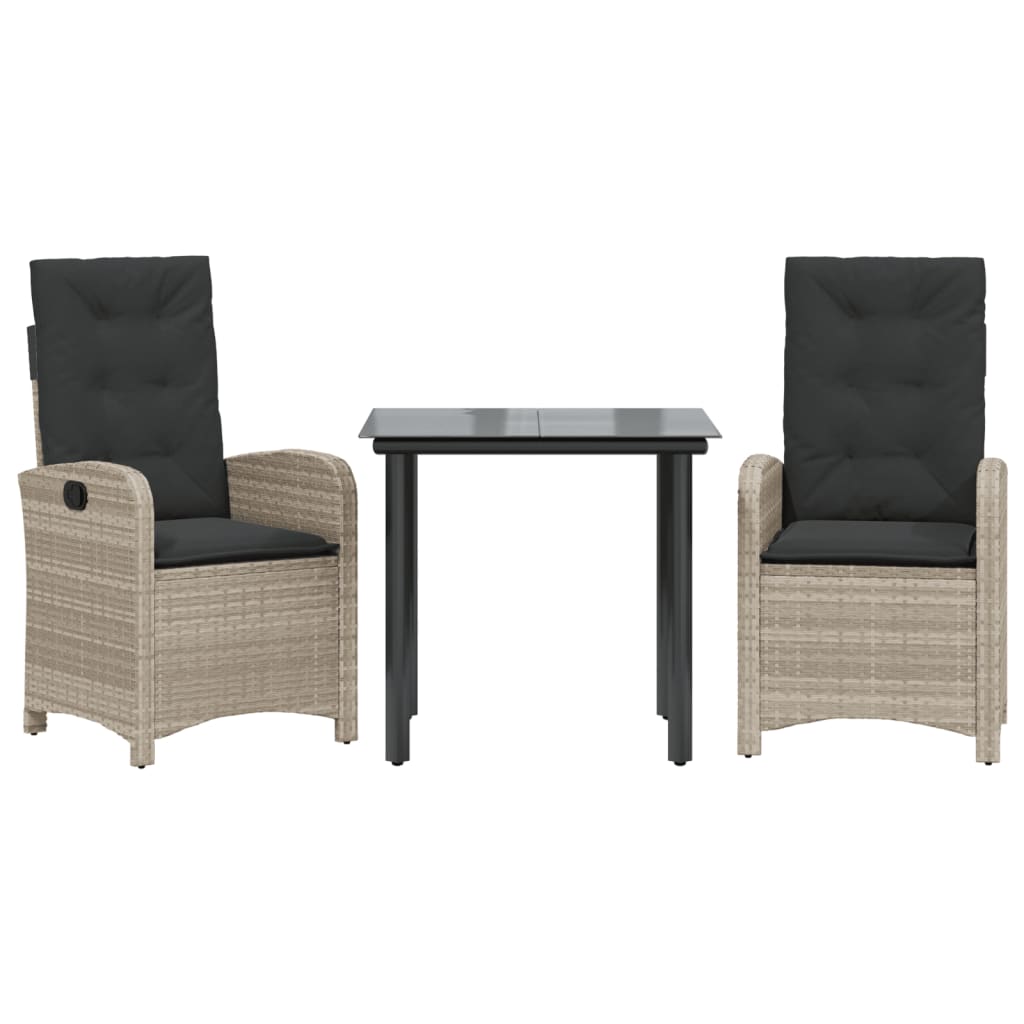 3-delige Tuinset met kussens poly rattan lichtgrijs is nu te koop bij PeponiXL, paradijselijk wonen!