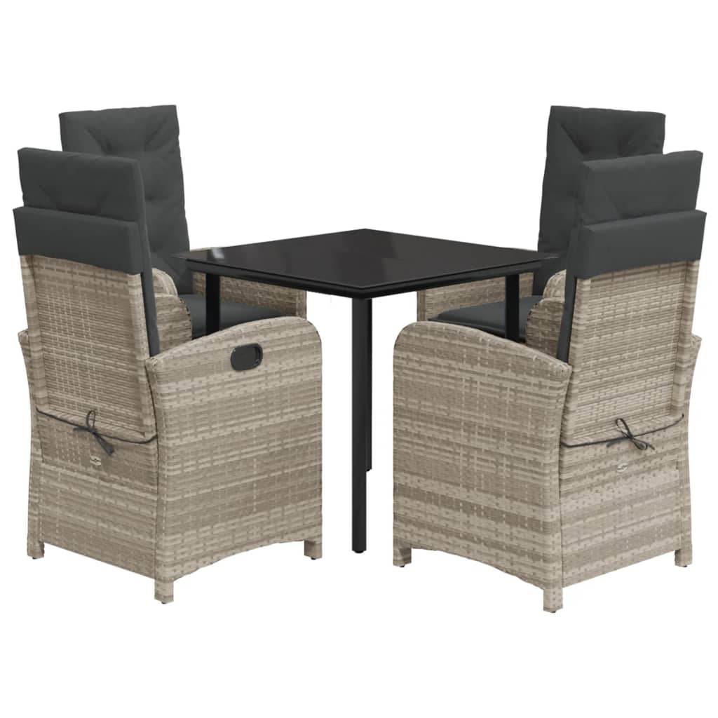 5-delige Tuinset met kussens poly rattan lichtgrijs is nu te koop bij PeponiXL, paradijselijk wonen!