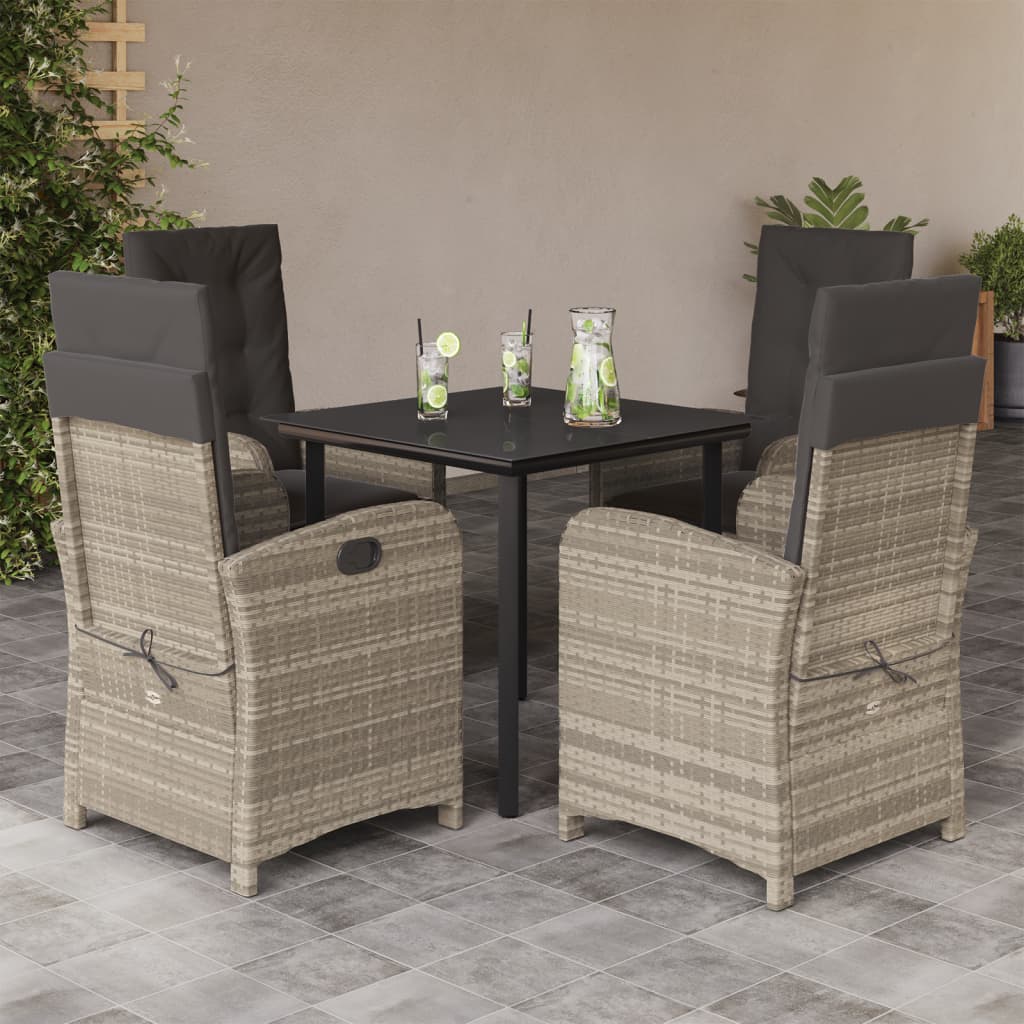 5-delige Tuinset met kussens poly rattan lichtgrijs is nu te koop bij PeponiXL, paradijselijk wonen!