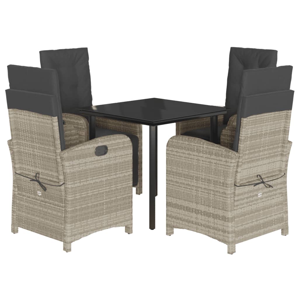 5-delige Tuinset met kussens poly rattan lichtgrijs is nu te koop bij PeponiXL, paradijselijk wonen!