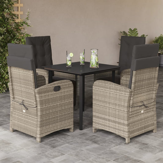 5-delige Tuinset met kussens poly rattan lichtgrijs is nu te koop bij PeponiXL, paradijselijk wonen!