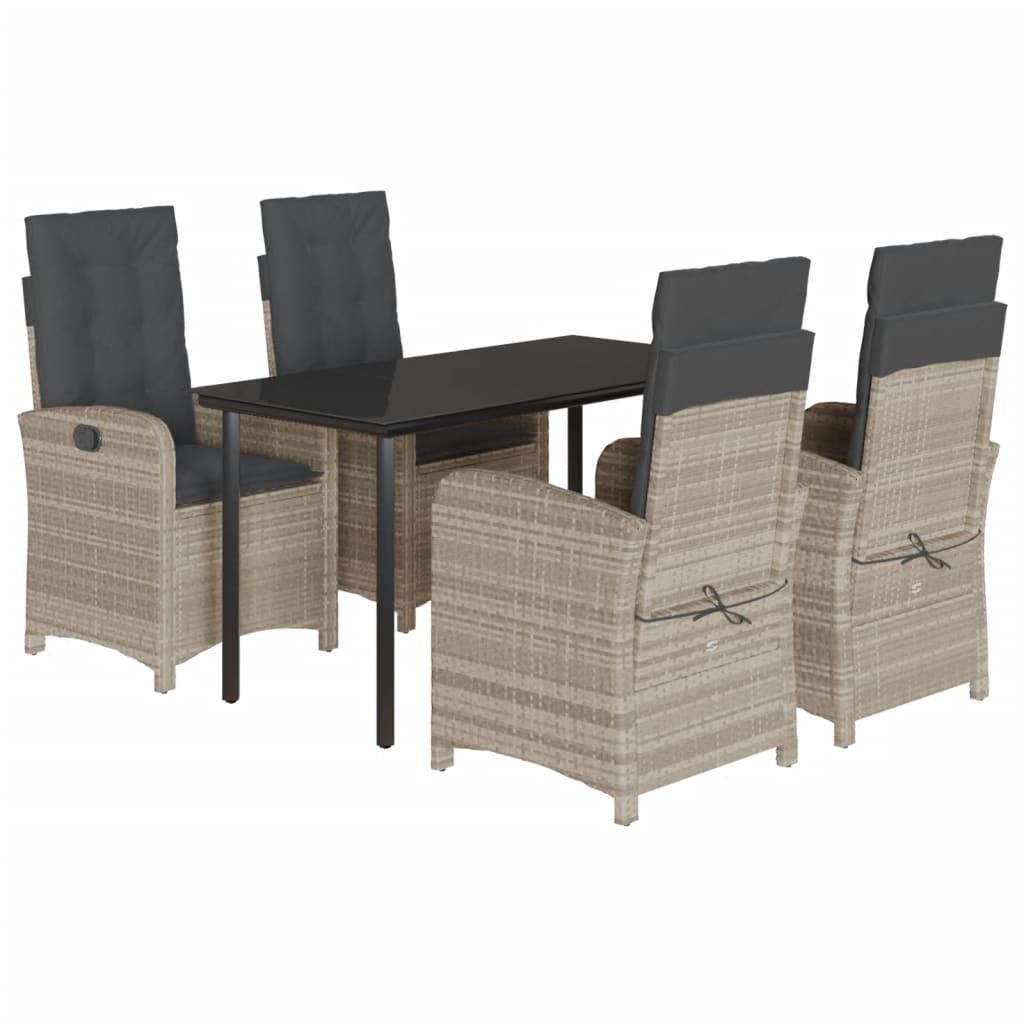 5-delige Tuinset met kussens poly rattan lichtgrijs is nu te koop bij PeponiXL, paradijselijk wonen!