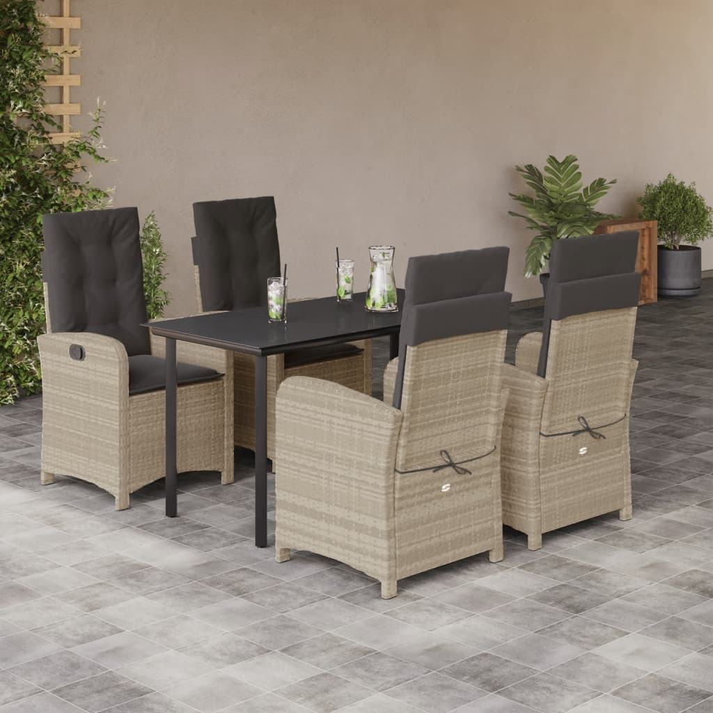 5-delige Tuinset met kussens poly rattan lichtgrijs is nu te koop bij PeponiXL, paradijselijk wonen!