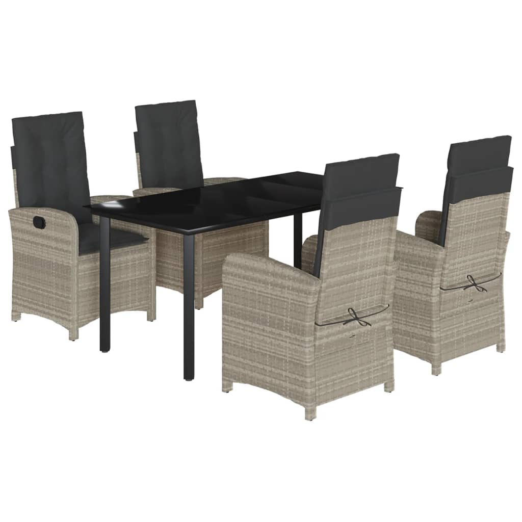 5-delige Tuinset met kussens poly rattan lichtgrijs is nu te koop bij PeponiXL, paradijselijk wonen!