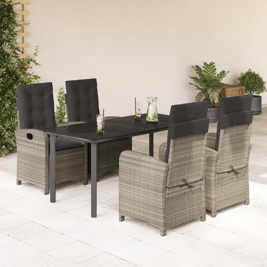 5-delige Tuinset met kussens poly rattan lichtgrijs is nu te koop bij PeponiXL, paradijselijk wonen!