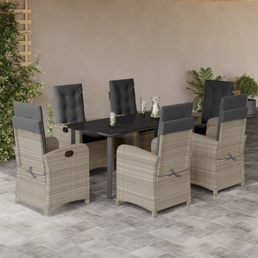 7-delige Tuinset met kussens poly rattan grijs is nu te koop bij PeponiXL, paradijselijk wonen!