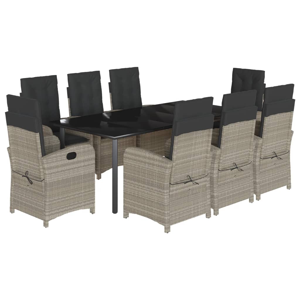 9-delige Tuinset met kussens poly rattan lichtgrijs is nu te koop bij PeponiXL, paradijselijk wonen!