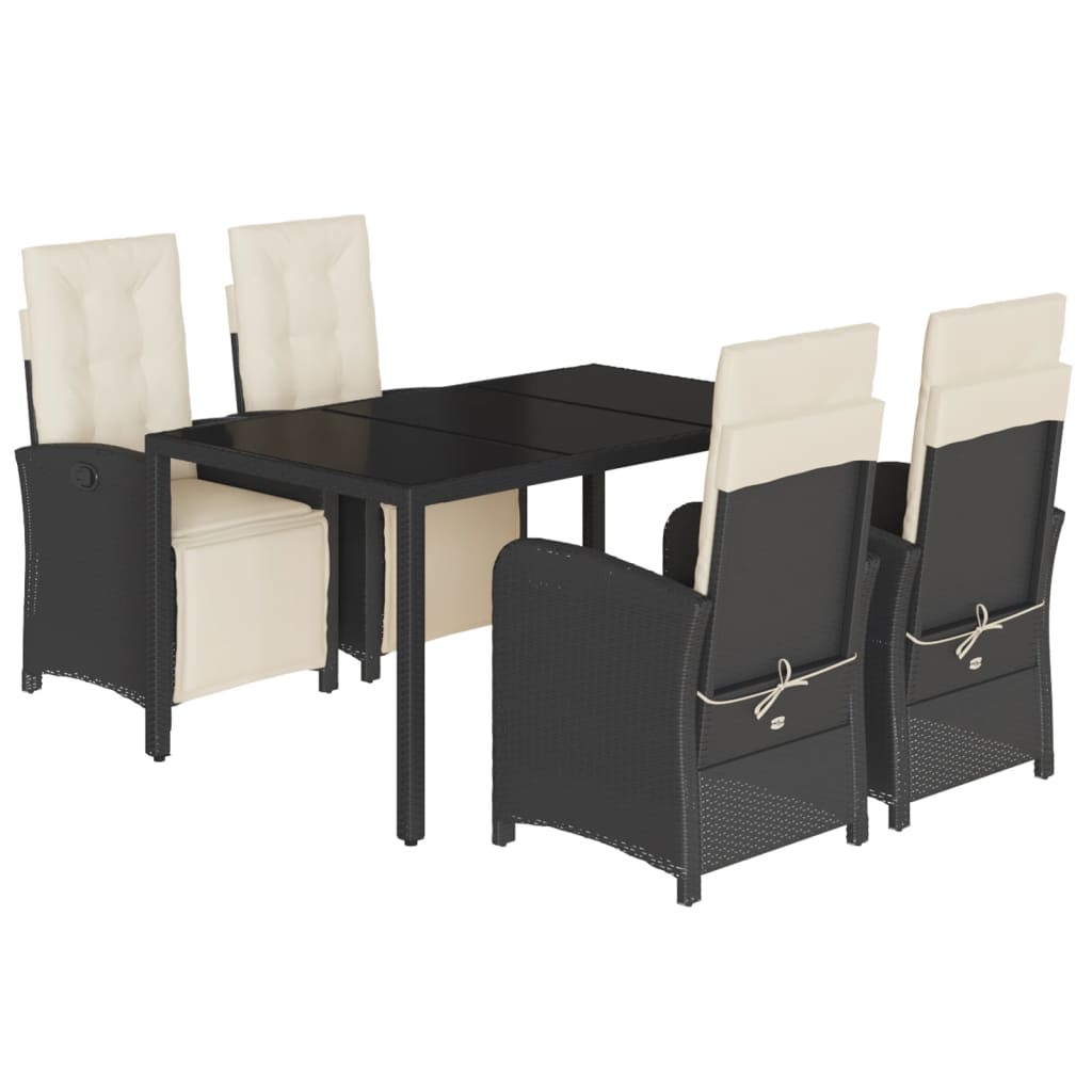 5-delige Tuinset met kussens poly rattan zwart is nu te koop bij PeponiXL, paradijselijk wonen!