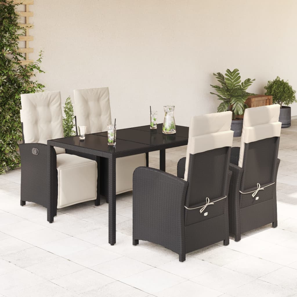 5-delige Tuinset met kussens poly rattan zwart is nu te koop bij PeponiXL, paradijselijk wonen!