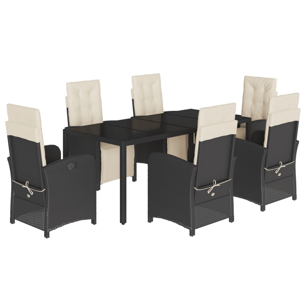 7-delige Tuinset met kussens poly rattan zwart is nu te koop bij PeponiXL, paradijselijk wonen!