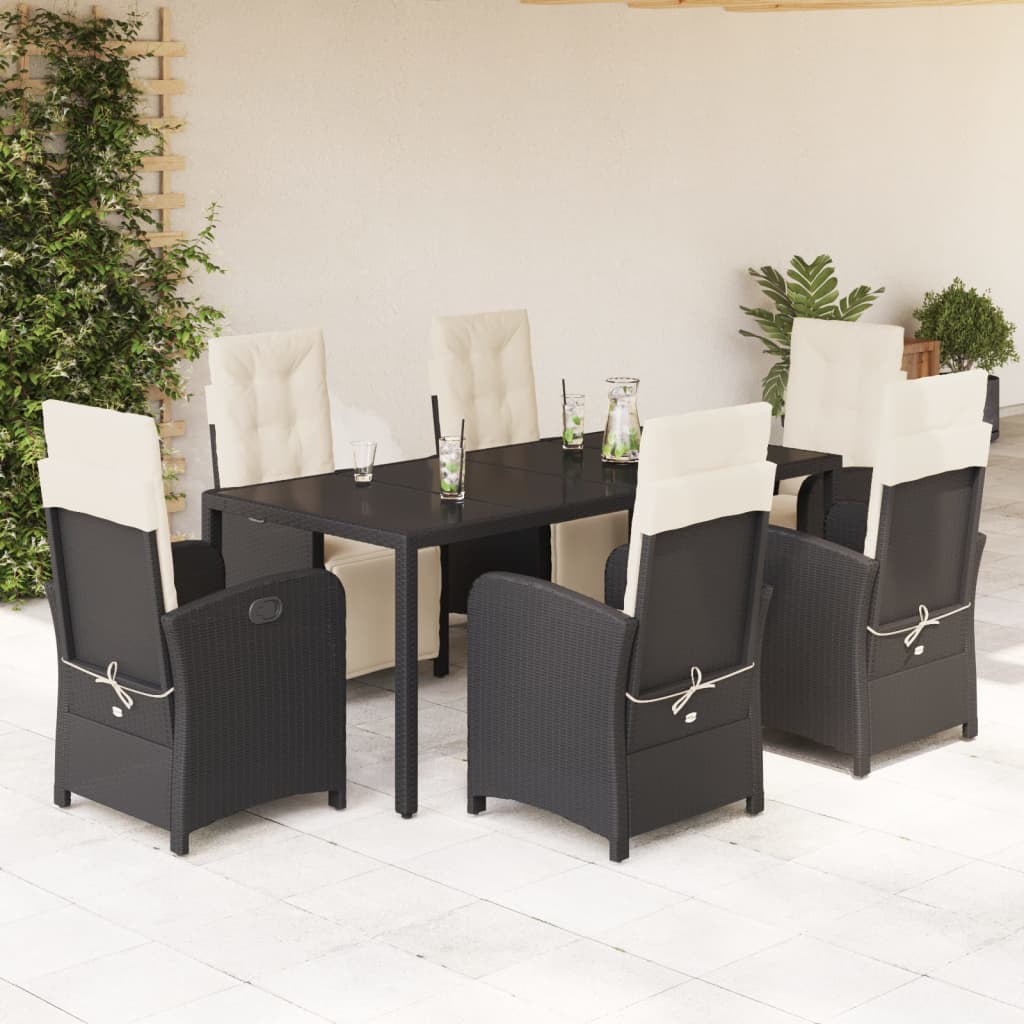 7-delige Tuinset met kussens poly rattan zwart is nu te koop bij PeponiXL, paradijselijk wonen!