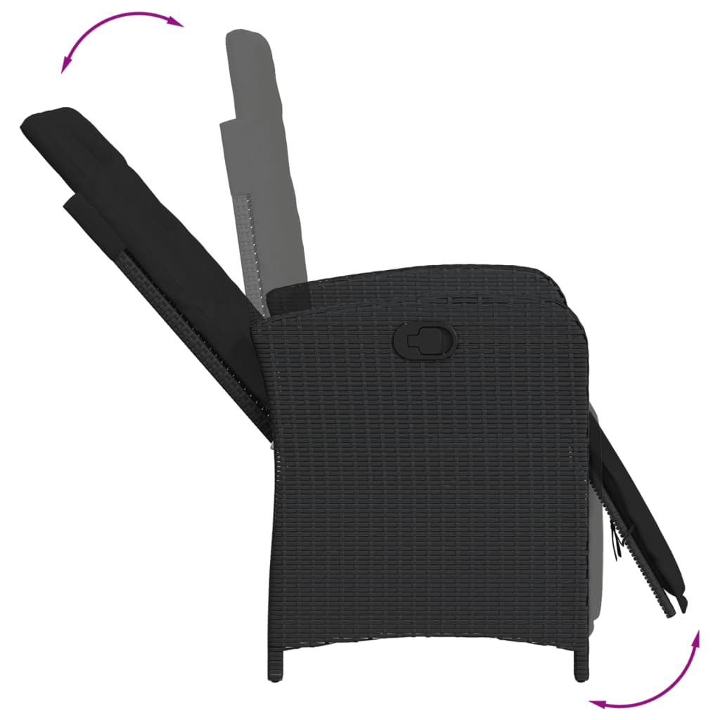 3-delige Bistroset met kussens poly rattan zwart is nu te koop bij PeponiXL, paradijselijk wonen!