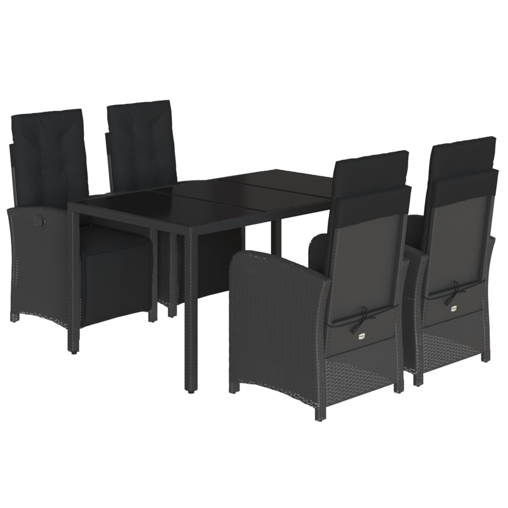 5-delige Tuinset met kussens poly rattan zwart is nu te koop bij PeponiXL, paradijselijk wonen!