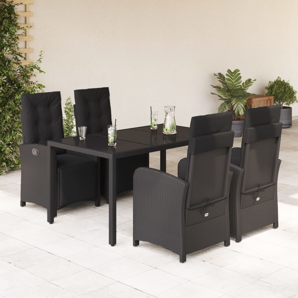 5-delige Tuinset met kussens poly rattan zwart is nu te koop bij PeponiXL, paradijselijk wonen!